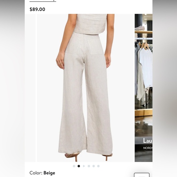 Petal & Pup Beige Linen Wide Leg Pants NEW IN BAG SIZE 8 - Picture 2 of 3